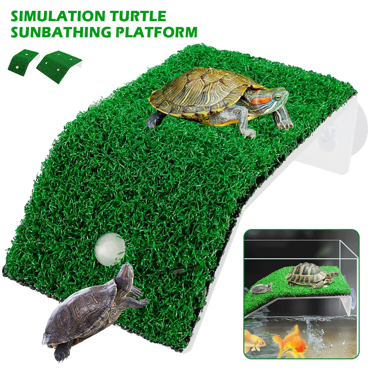Aquarium Accessories Reptile Hammock Turtle Basking Platform with Simulation Turf