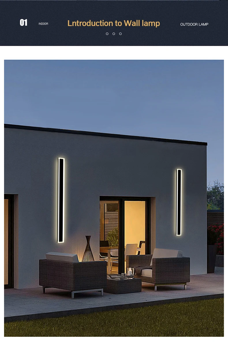 Description Picture 3 of itemOutdoor wall lamp waterproof modern simple villa courtyard wall lamp outdoor balcony night view decorative strip courtyard lamp