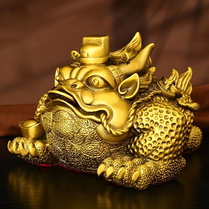 

Zhaocai Pure Copper Overlord Gold Toad Ornament From Eight Directions To Wealth Three Legged Toad Living Room Decoration