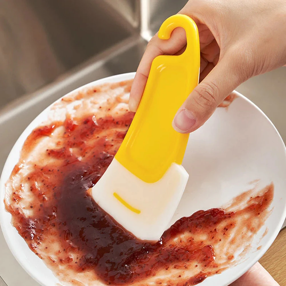 Cleaning Silicone Spatula Kitchen Scraper Soft Blade Scraper Brush Dirty Pan Pot Dishes Cleaner Tools Silicone Kitchen Utensils