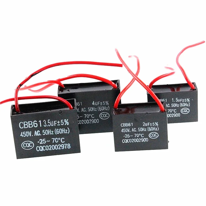 1PCS CBB61 fan starting capacitor 1.2/1 5/1.8/2/2.5/3/4/5/6/7UF ceiling fan range hood 450V