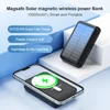 15W Solar Magnetic Power Bank 10000mAh, Wireless Charger w/ USB & USB-C, PD20W Fast Charge, Portable Solar Charger for Phones 2