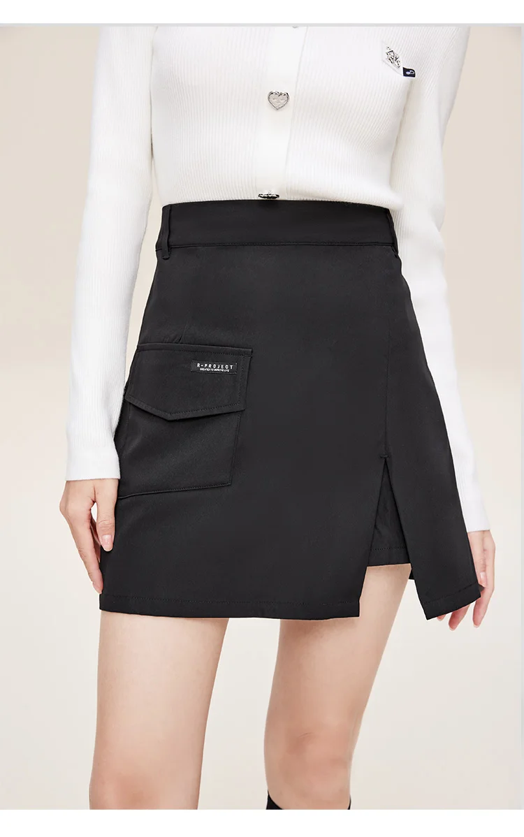 A21 Elegant Khaki Solid Mini Skirt for Office Lady Casual Summer 2022 Female Middle Waist Pockets A-LINE Short Skirts pleated midi skirt