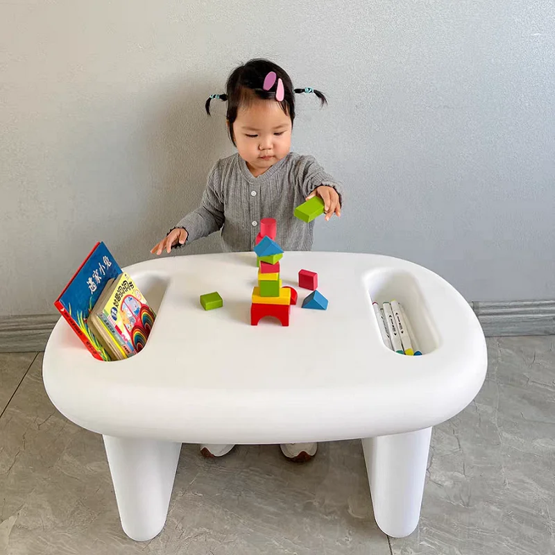 Nordic Home Writing Table Children's Study Table Kindergarten Baby Stackab-le Plastic Bookshelf