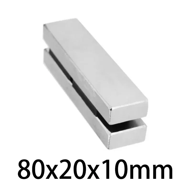 1/2/3PCS N52 80x20x10mm duży blok magnes ziem rzadkich prostokątne magnesy neodymowe 80x20x0mm trwałe silne magnesy 80*20*10