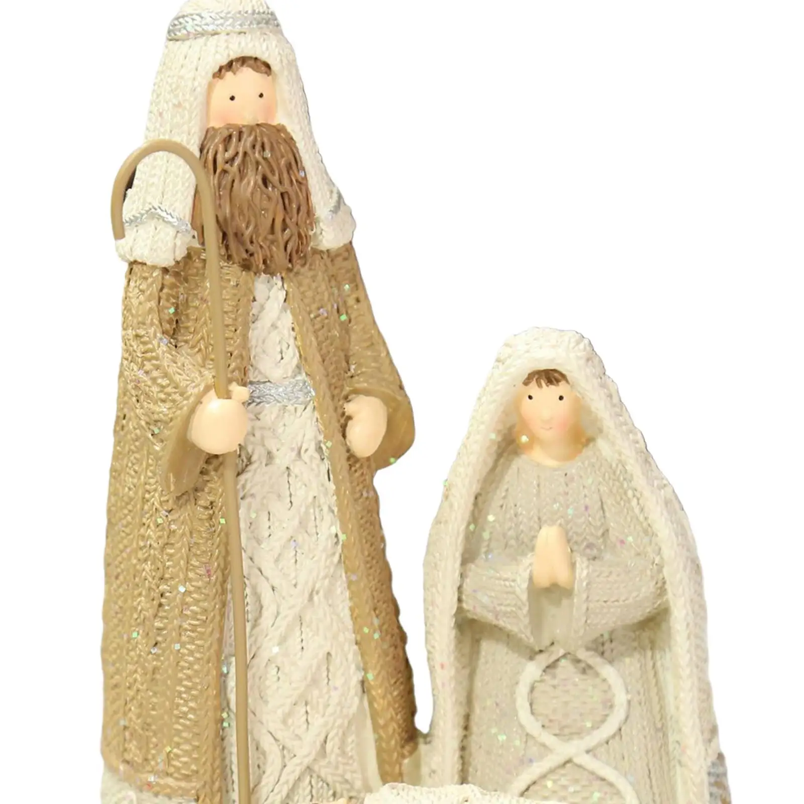 Holy Family Figurine Nativity Scene Religious Crib Christmas Decorative Sculpture for Tabletop Church Office Cabinet Decor