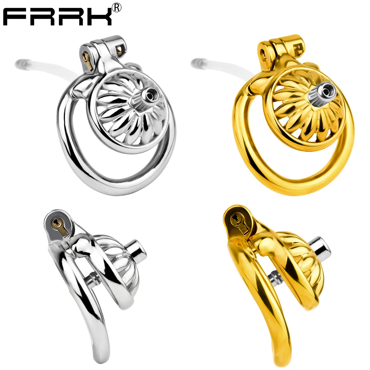 FRRK Detachable Urethral Inverted Metal Male Chastity Cock Cage Penis Ring SM Gay Chastity Device Adult Sex Toy For Men Femboy