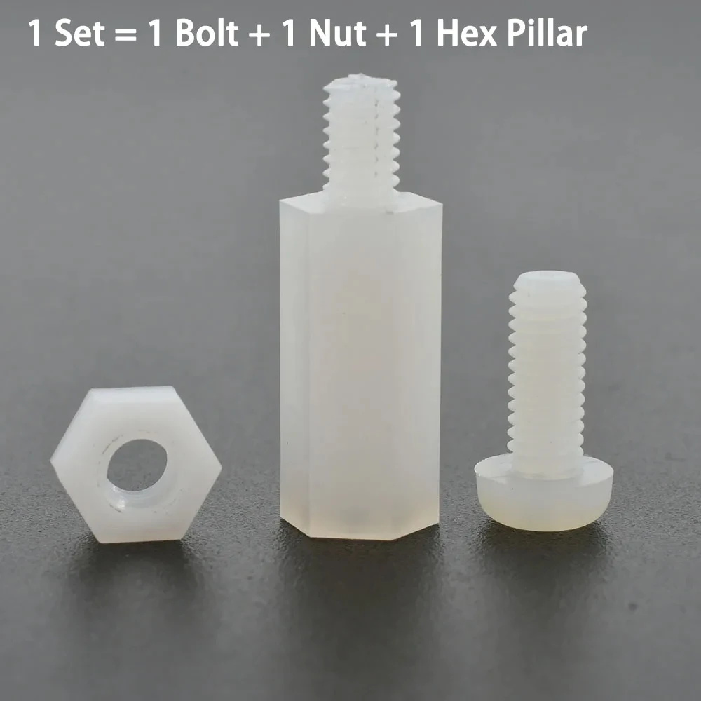 thumbnail image 1 of Black White Plastic Spacer Hex Nylon Standoff PCB Motherboard Threaded Support Board Rack Pillars Screw Nut Set M2M2.5M3 M4M5 M6, 1 of 5