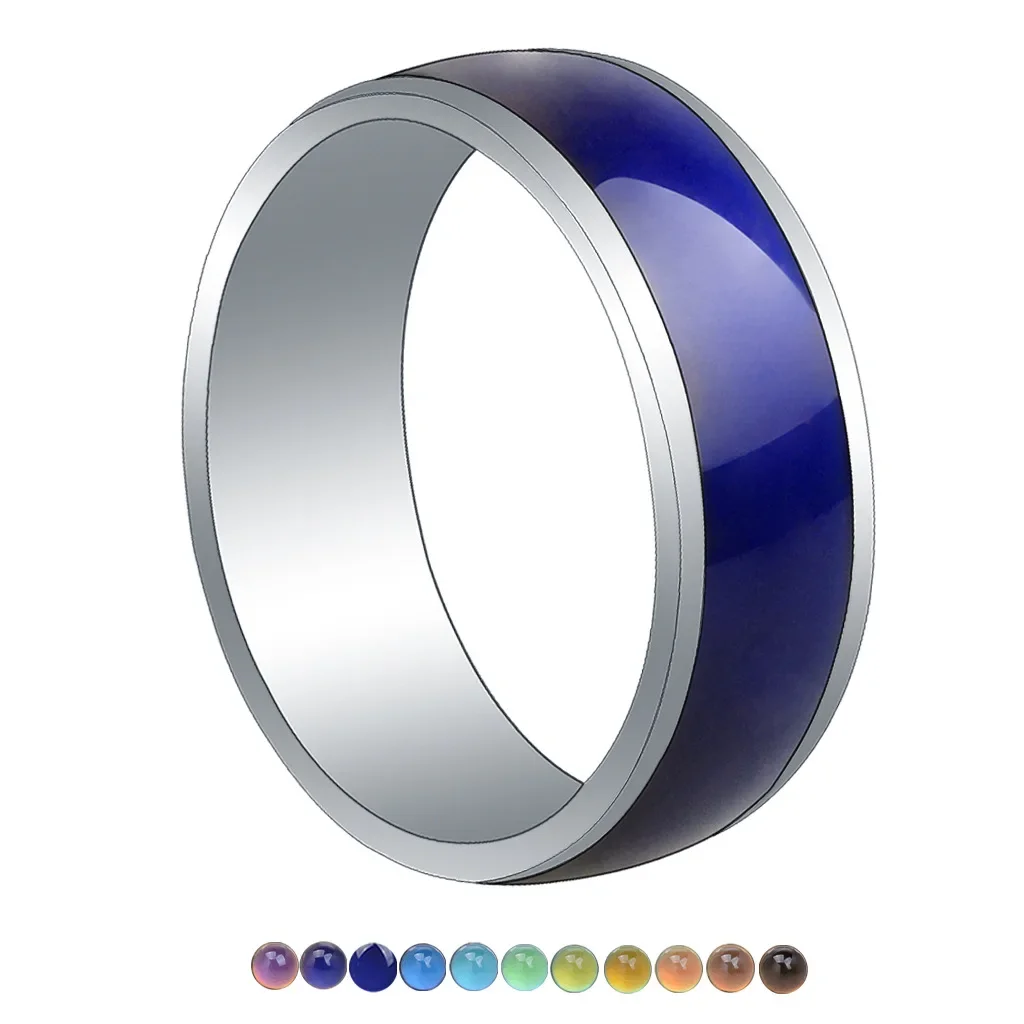 8mm Mood Rings Stainless Steel Ring Titanium Steel Ring for Men