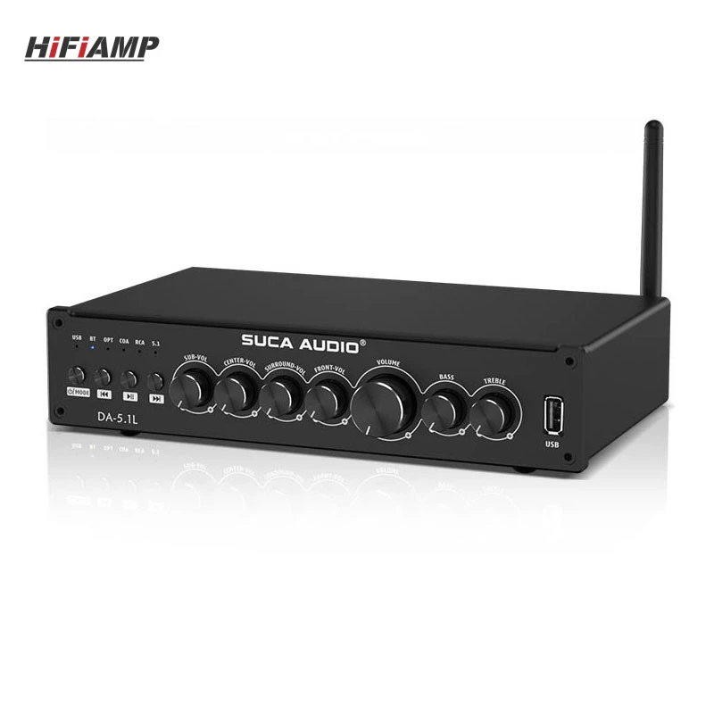 SUCA 오디오 DA-5.1L 블루투스 5.0 고출력 USB 전문 파워 앰프 HiFi 5.1 채널 홈시어터