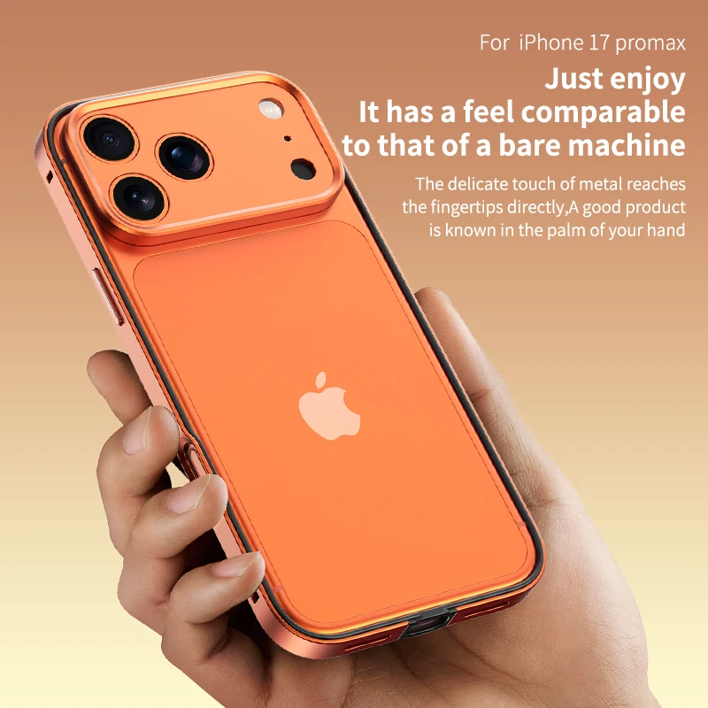 Vibrant Orange Camera Lens Protector with Metal Silicone Bumper Case for Enhanced Phone Protection