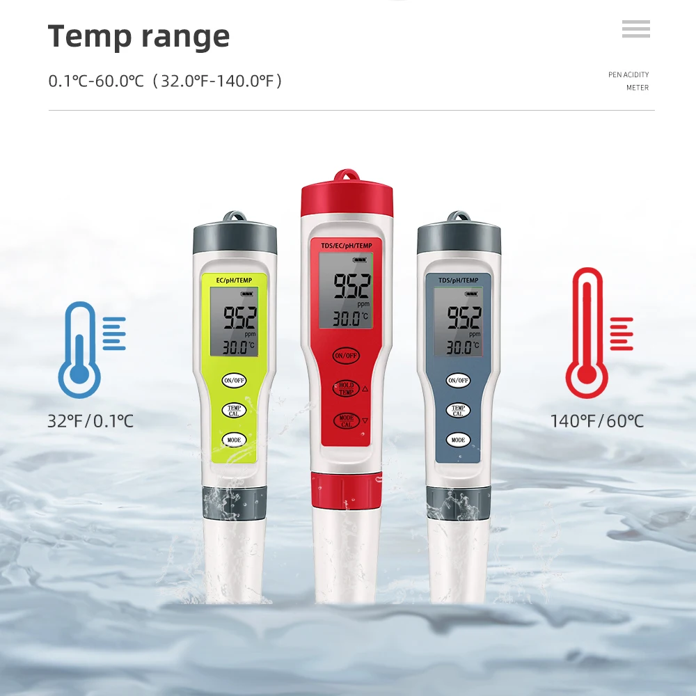 4 in 1 PH Meter PH/TDS/EC/Temperature Meter Digital Water Quality Monitor Tester for Pools Drinking Water Aquariums 4