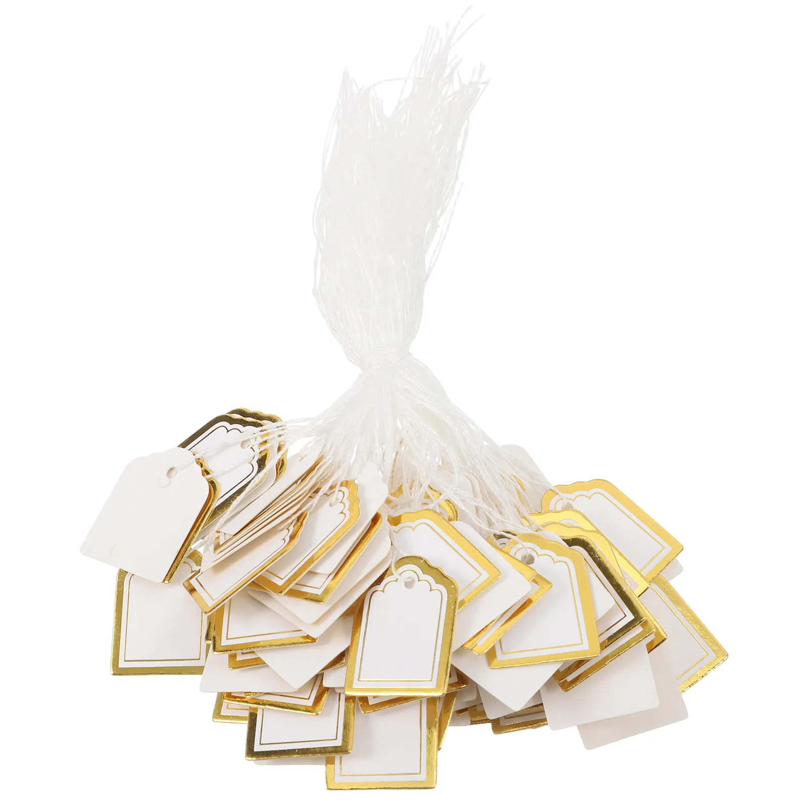 500Pcs 빈 팬 모양의 흰색 종이 태그(끈 포함) 쥬얼리 의류 시계 귀걸이용 쓰기 가능한 교수형 가격 라벨
