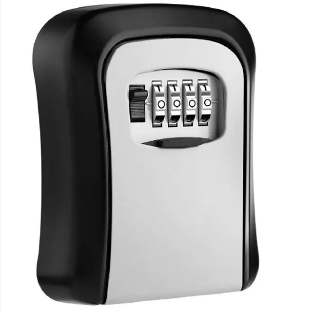 Weatherproof Wall-mounted Key Safe Password Key Box Key Lock Box No4 Combination Key Storage Lock Box Indoor and Outdoor Metal   plastic