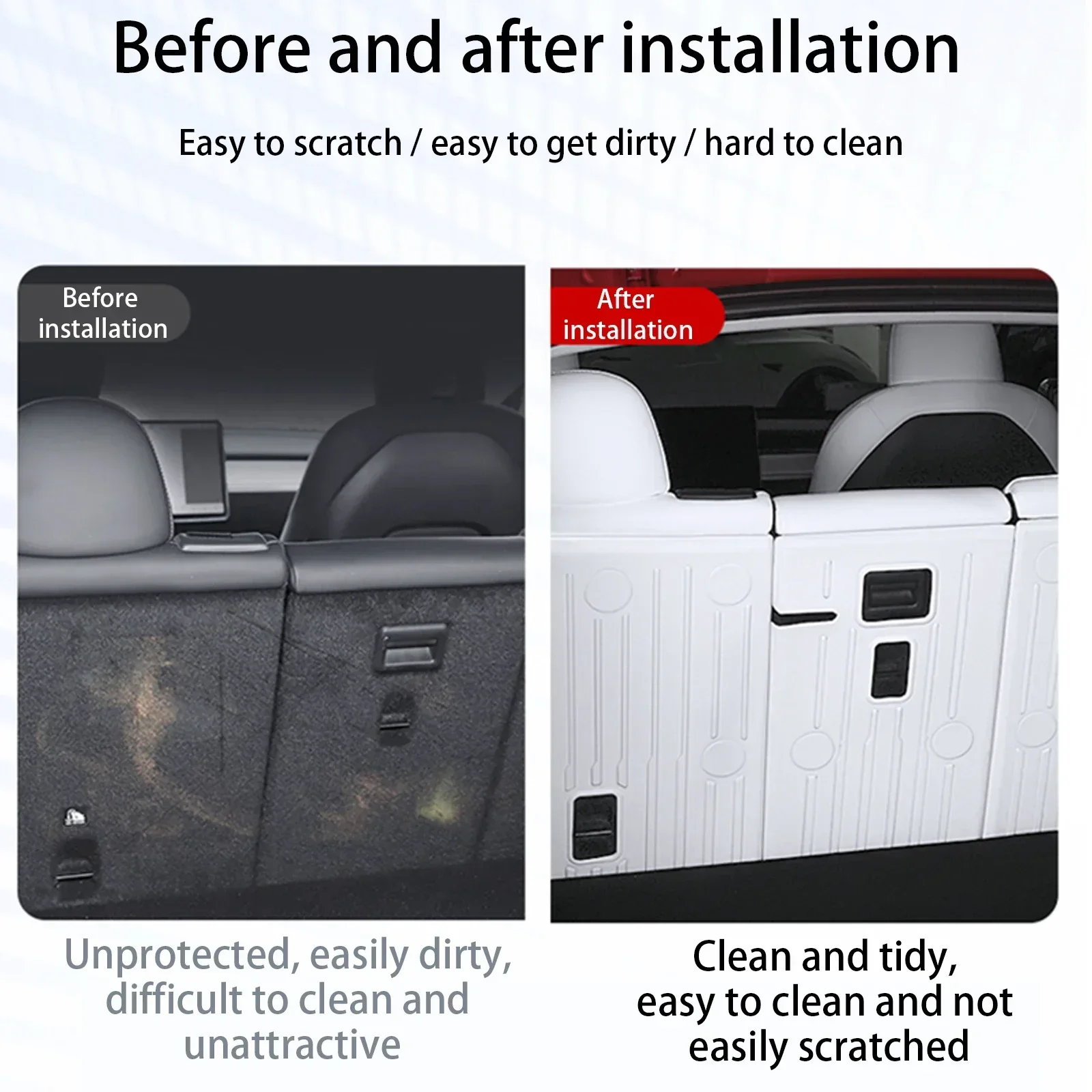 For Tesla Model Y Model 3 White Pink Rear Trunk Seats Back Anti-scratch Protective Mat Cover Enhanced Stickiness No Drilling Pad