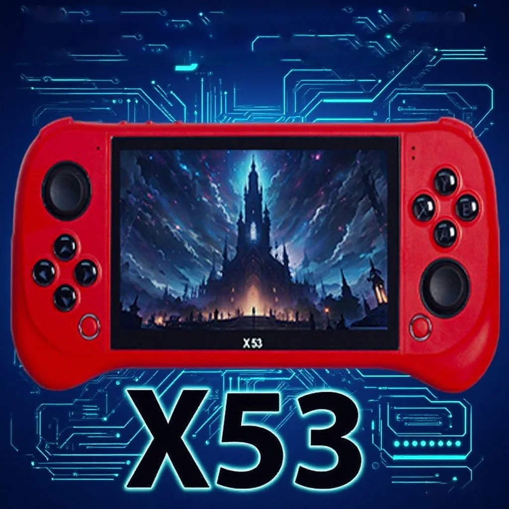 Children's Game Console X53 Handheld Game Console HD 5.1 Inch Large Screen Retro Music Video Playback Watch TV Read E-books