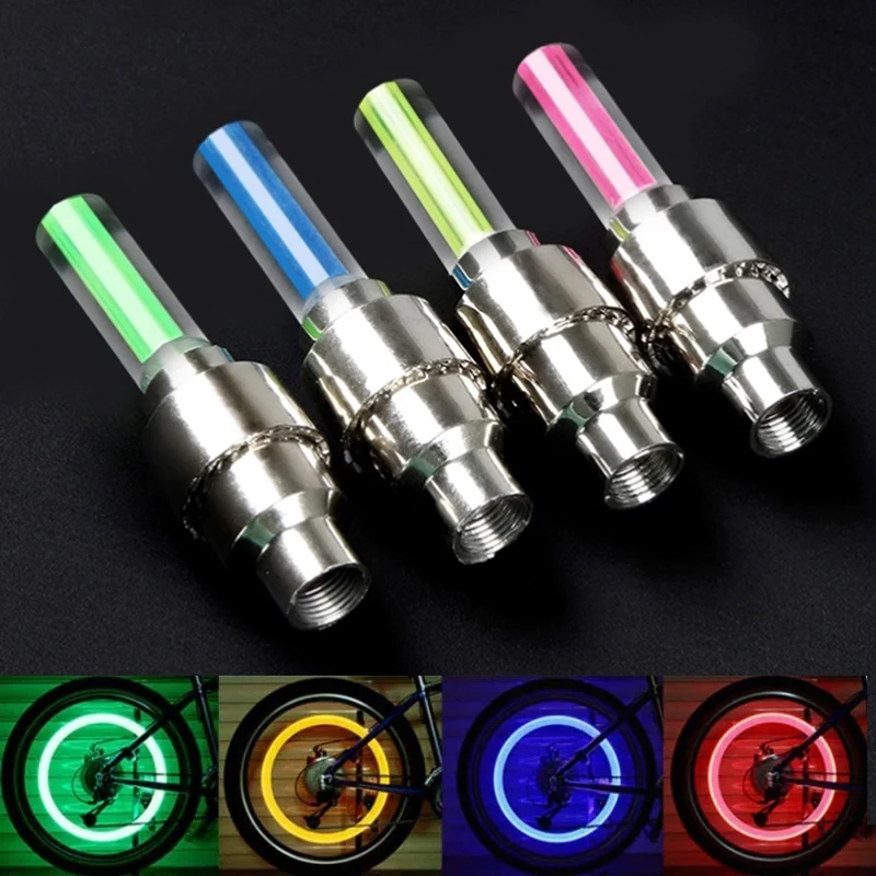 

2PCS Bicycle Tire LED Lights Valve Cap Bike Flashlight Auto Car Motorcycle Tire Air Valve Wheel Spokes Light Bike Accessories