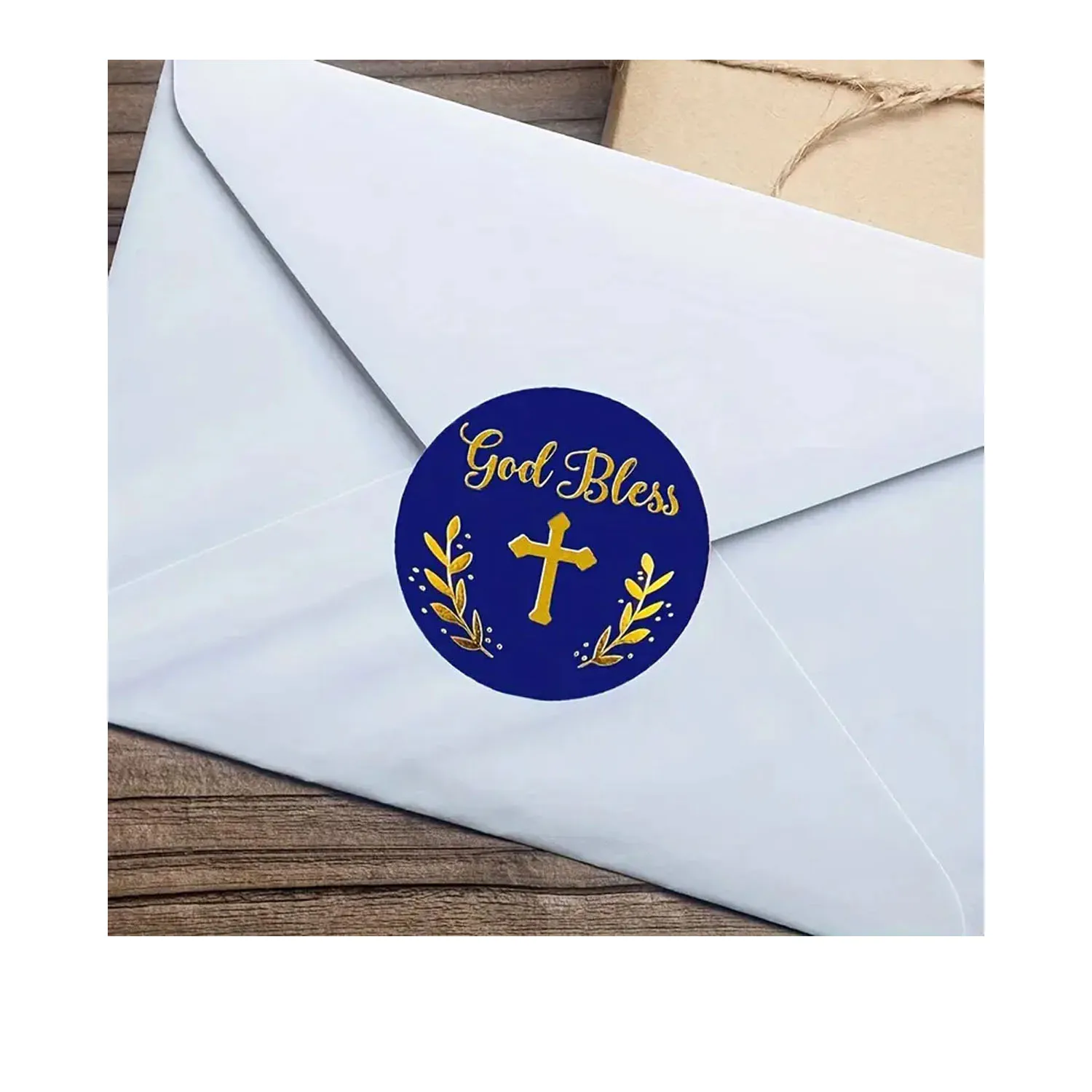 150pcs God Bless Stickers, 2" Golden Cross Christian Labels for Baptism, Confirmation, Christening & First Communion