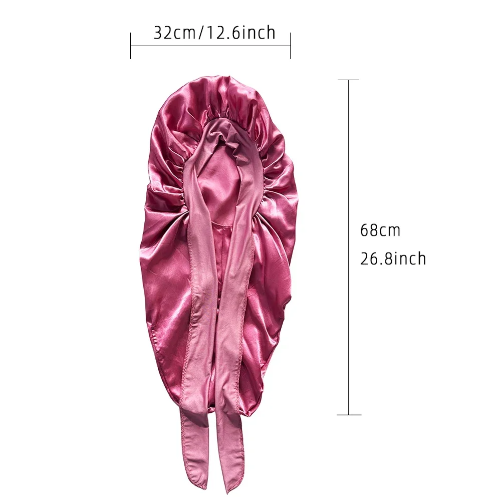 Soft Silky Long Satin Bonnet for Natural Hair and Curly Hair Extra Large Size Hair Cap with Tie for Comfortable Night Sleep 1Pcs 2