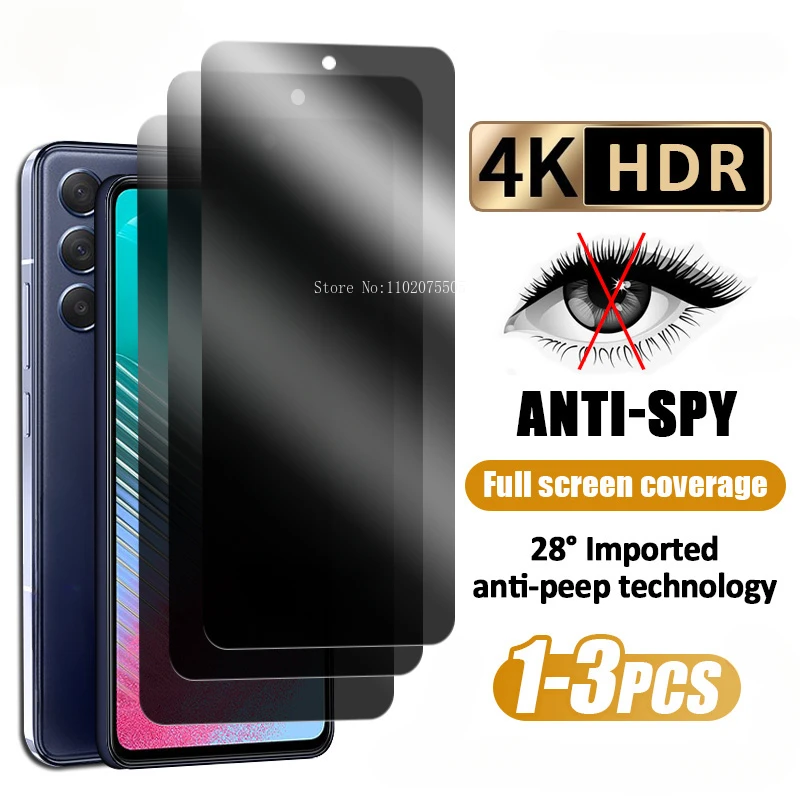Антишпионская защита для экрана Samsung A55 A54 A52S 5G A53 A35 A15 A14 A52 A51 A34 A33 A25 A24 A13 A50 A05, закаленное стекло