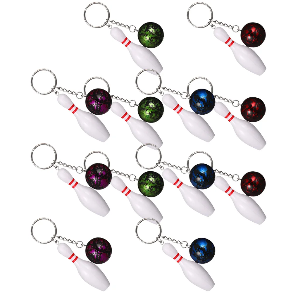 12 Pcs Bowling Keychain Valetines Gift Hanging Keychains Accessories Vday Sports Themed Rings Pvc Pendants