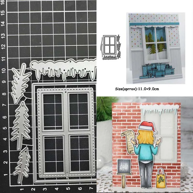 Christmas Window and Tree metal cutting dies decoration Scrapbook paper craft knife mould blade punch stencils dies