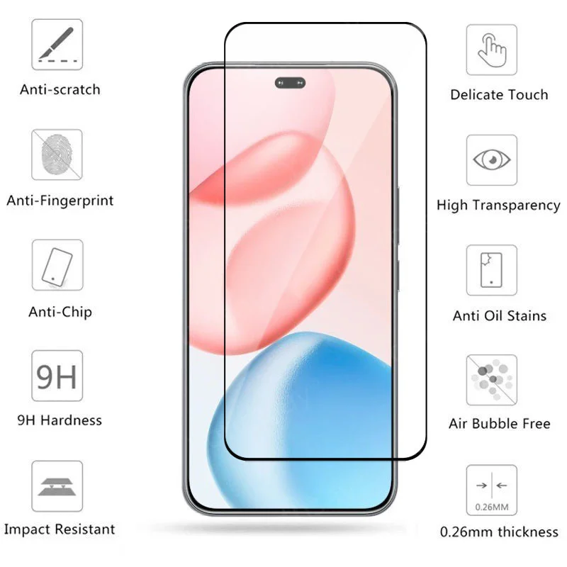Premium Full Cover Tempered Glass Screen Protector with HD Clarity and Phone Lens Film