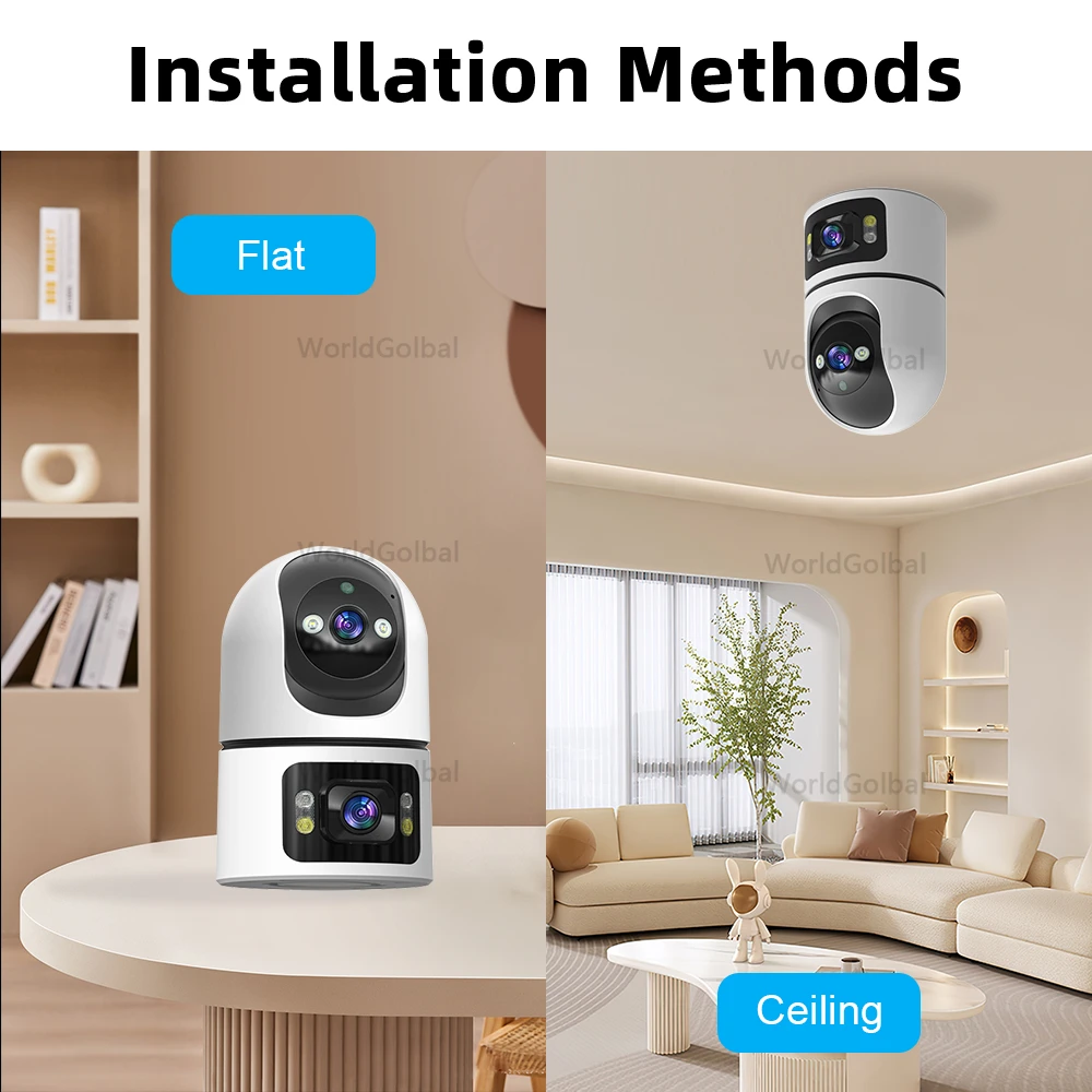 4K 8MP Tuya WiFi Indoor Smart Camera UHD Dual Screen Lens Infrared Night Vision Motion Detection Auto Track Two-Way Audio Tuya 5