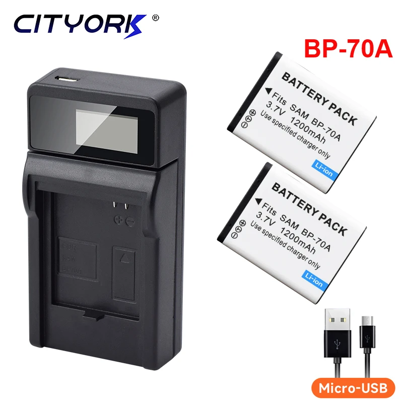 Cityork Bp70A Bp-70A Bp 70A Batteria Per Fotocamera Per Samsung Pl80 Pl90 Pl100 Pl101 Pl120 Pl170 Pl200 Pl201 Sl50 Sl600 Sl605 Sl630 Es70
