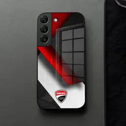 Premium Motorcycle - Inspired Glass Phone Case for Samsung Galaxy - Sleek Ducati Design (Black1)