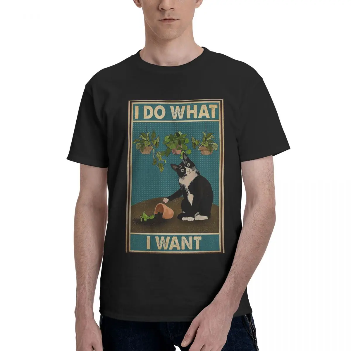 

T shirt For Men Tuxedo Cat Gardening Funny y2k Style Graphic Cotton T shirt Vintage Luxury Summer Men's clothing