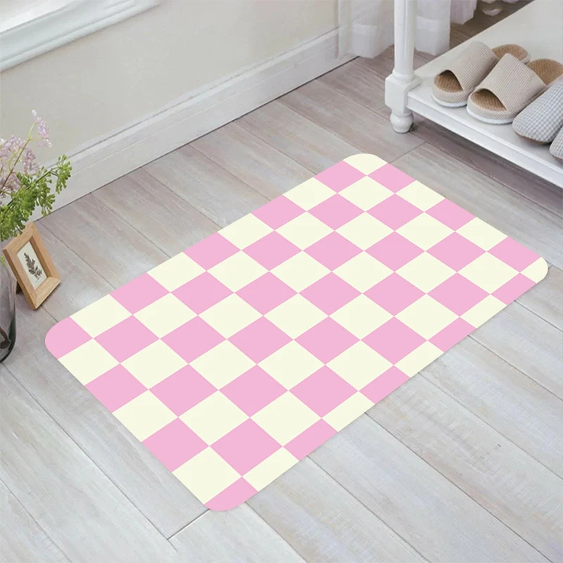 

Checkerboard Pattern Floor Mat Carpets Living Room Kitchen Rug Carpet Entrance of House Balcony Rugs Home Foot Doormat Door Mats