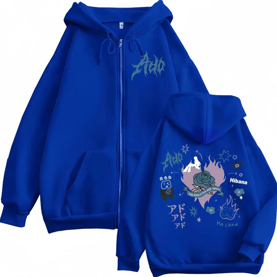 Singer Ado Hibana World Tour 2025 Zipper Hoodies Harajuku Japanese
