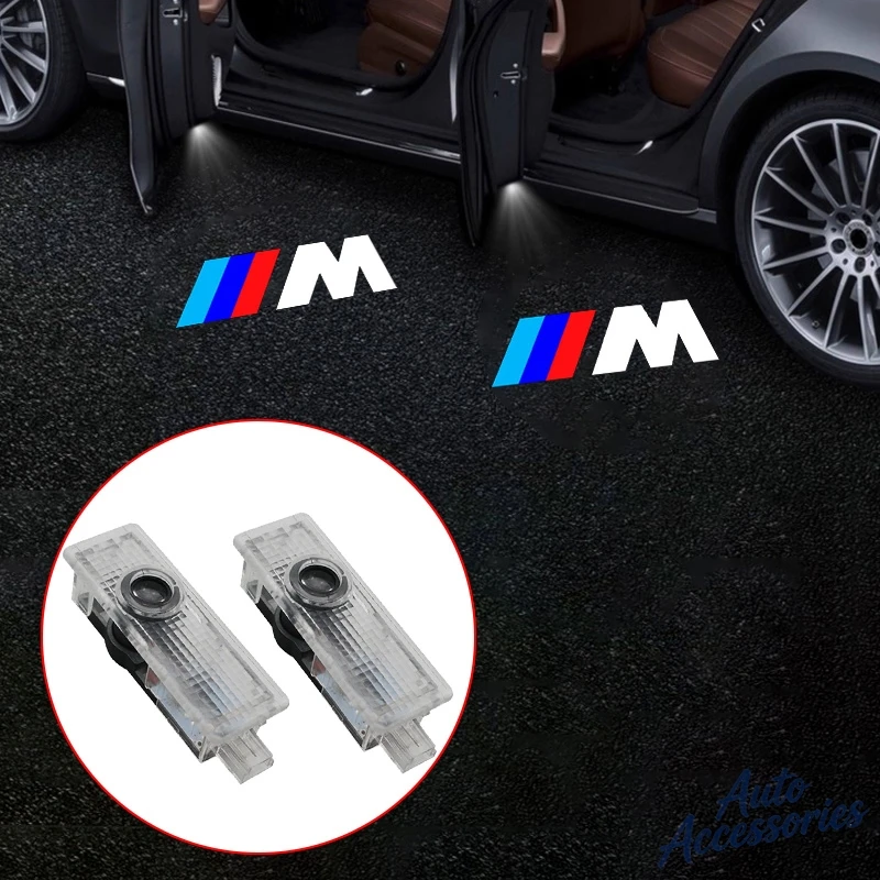 2개 자동차 도어 웰컴 LED 프로젝터 레이저 도어 라이트 BMW M F02 F10 F15 F30 F32 F80 F82 G20 G26 G30 M4 M5 G08 X3 X4 스티커용