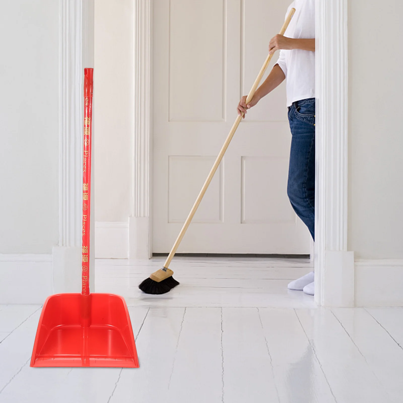 

Heavy Duty Dustpan Long Handle Plastic Dust Pan Standing Upright Dustpan Outdoor Broomss