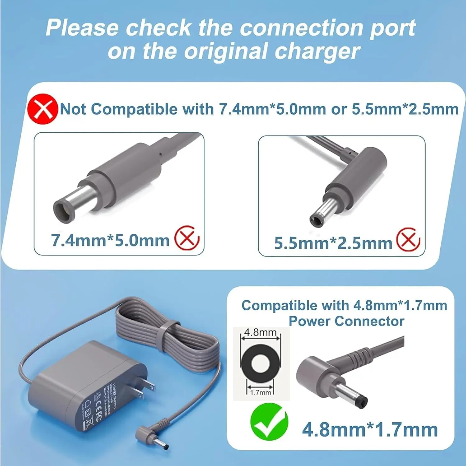 High-Performance 33W Vacuum Cleaner Charger with 1.8m Cord