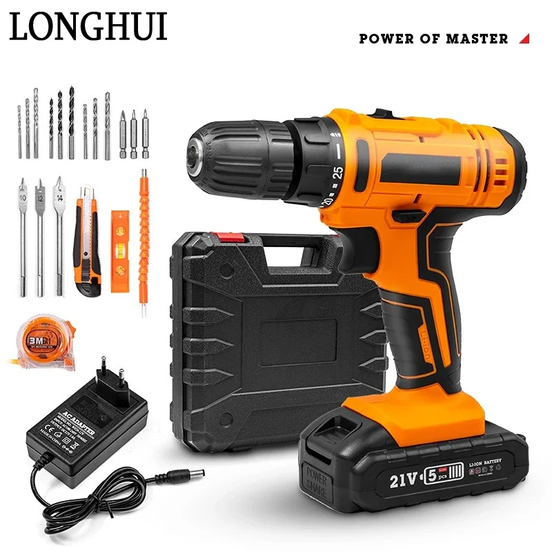 

12V 16.8V 21V Cordless Electric Drill Wireless Charging Drill Electric Screwdriver Driver Impact Drill Lithium-Ion Power Tools
