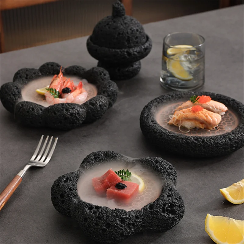 セメント皿,ディナープレート,石,刺身ディスク,ドライアイス