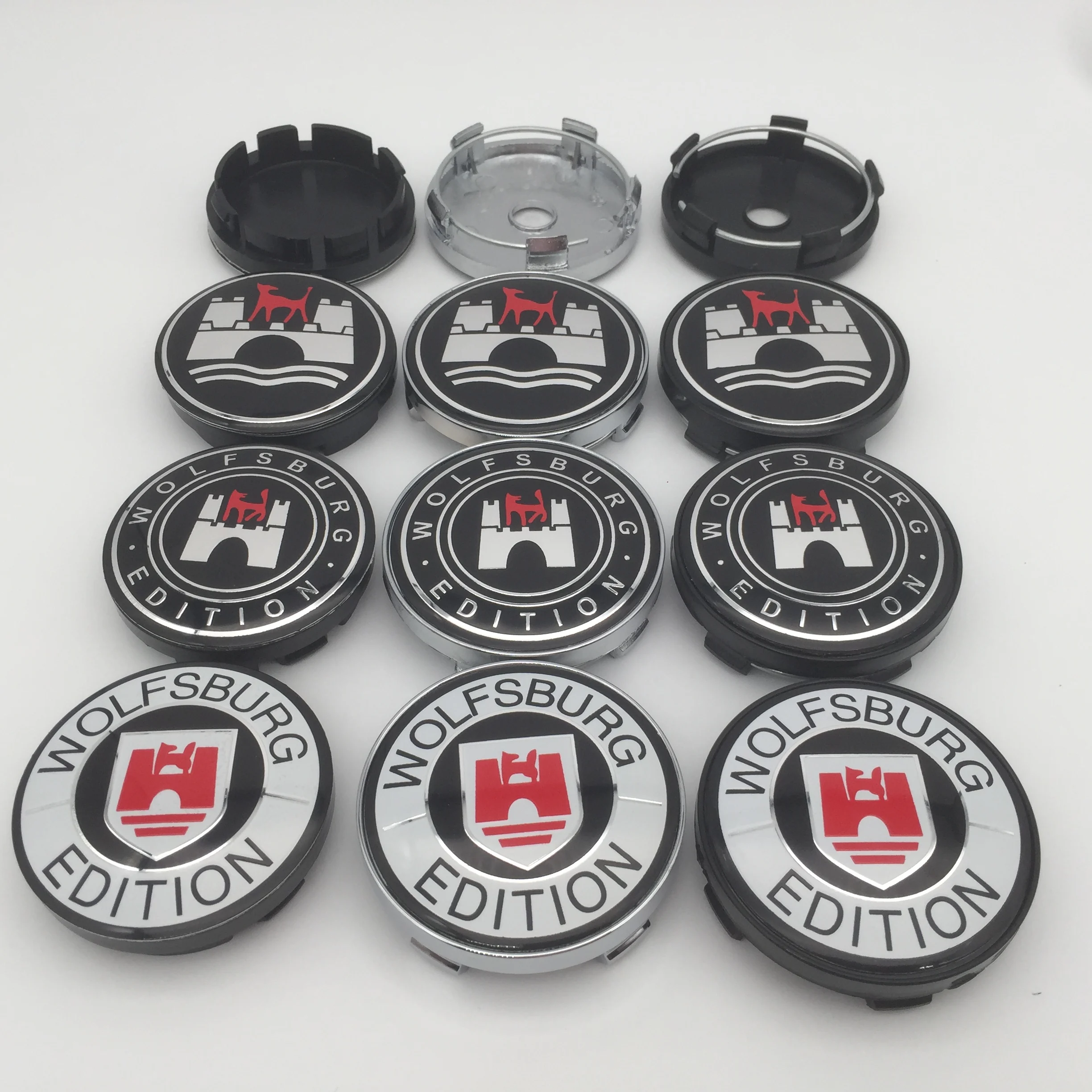 4pcs 56mm 60mm 65mm 68mm Car Wheel Center Hub Cap Badge Dust-proof Covers Emblem Sticker For Wolfsburg Edition
