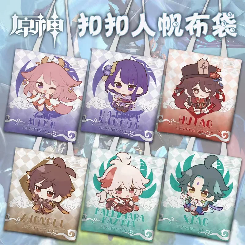 

Anime Game Genshin Impact Kaedehara Kazuha Keqing Hutao Beelzebul Digital Print One Shoulder Tote Document Bag Canvas Bag Gift