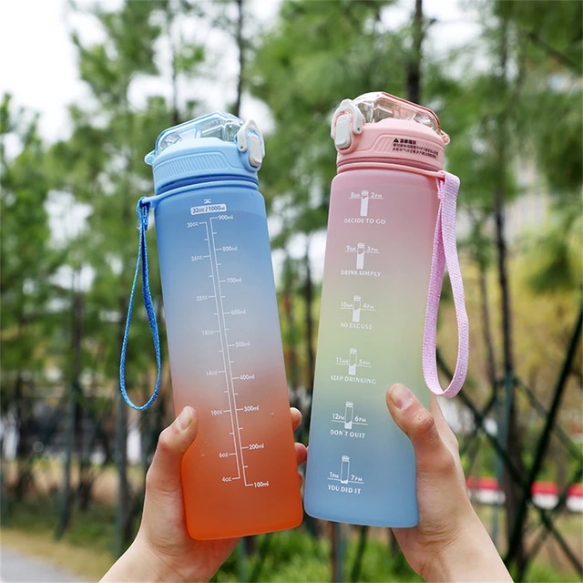 900ml Portable Water Bottle Motivational Sports Water Bottle With Time  Marker Leak-proof Cup For Outdoor Sport Fitness Bpa Free - Water Bottles -  AliExpress