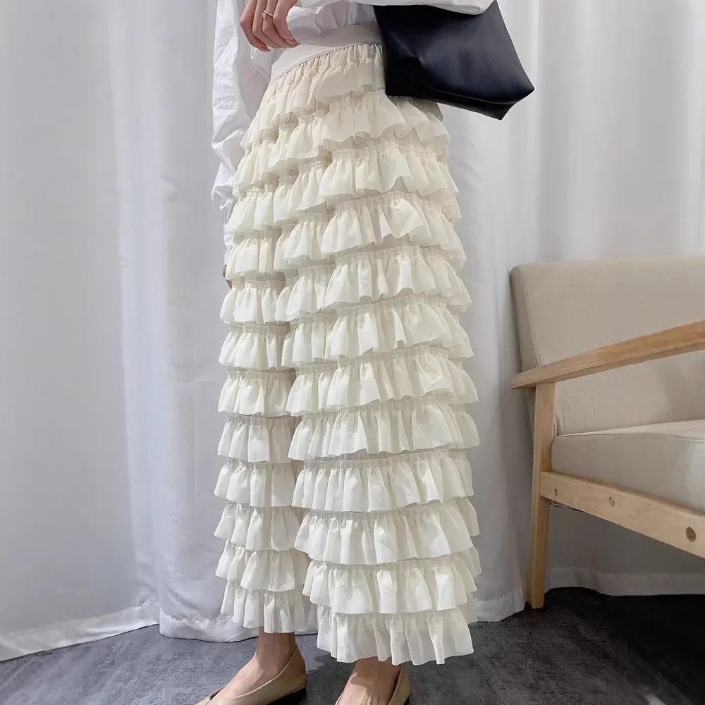 فستان شيفون طبقات خصر عالي