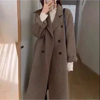 Classic Double-Breasted Woolen Coat Medium-Length Women's Outerwear Autumn Winter New Style Cross-Border Fashion Brand