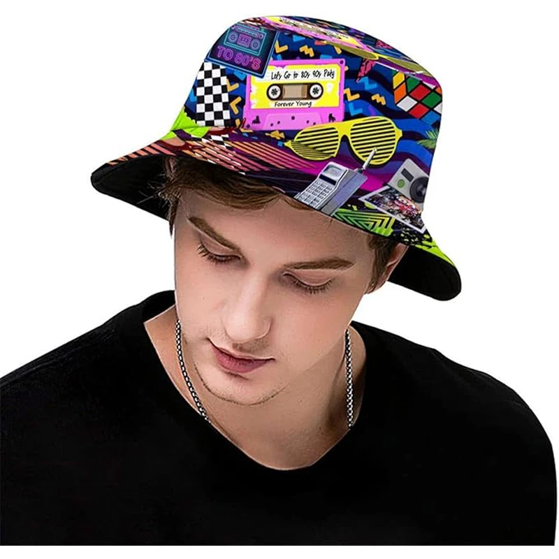 2024 Fashion Retro 80s 90s Bucket Hat Rave Festival Party Outfit for Women Men 6