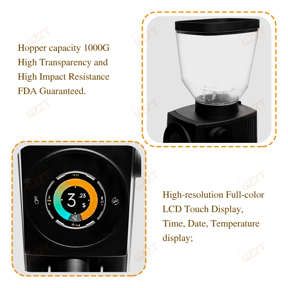 GZZT GE83 Electric Coffee Bean Grinder 83mm Flat Burr with Static Elimination Design High Speed Cryogenic Grinder for Commercial 5