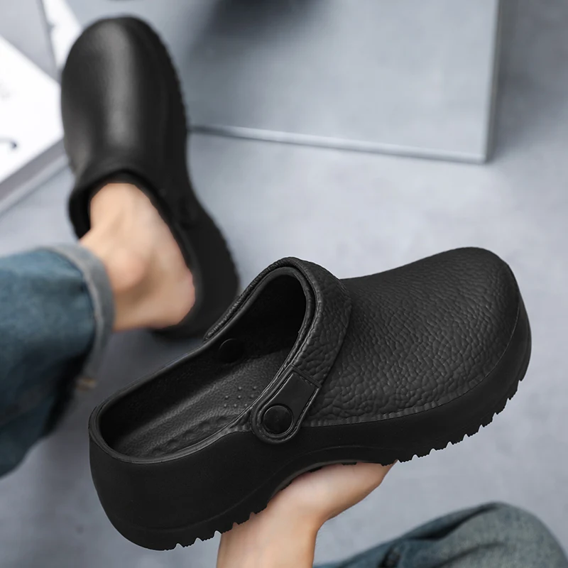 Men's EVA Sandals Summer Large Black Kitchen Anti-Slip Work Shoes Waterproof Oil-Repellent Chef Shoes Kitchen Accessories summer sandals chef shoes