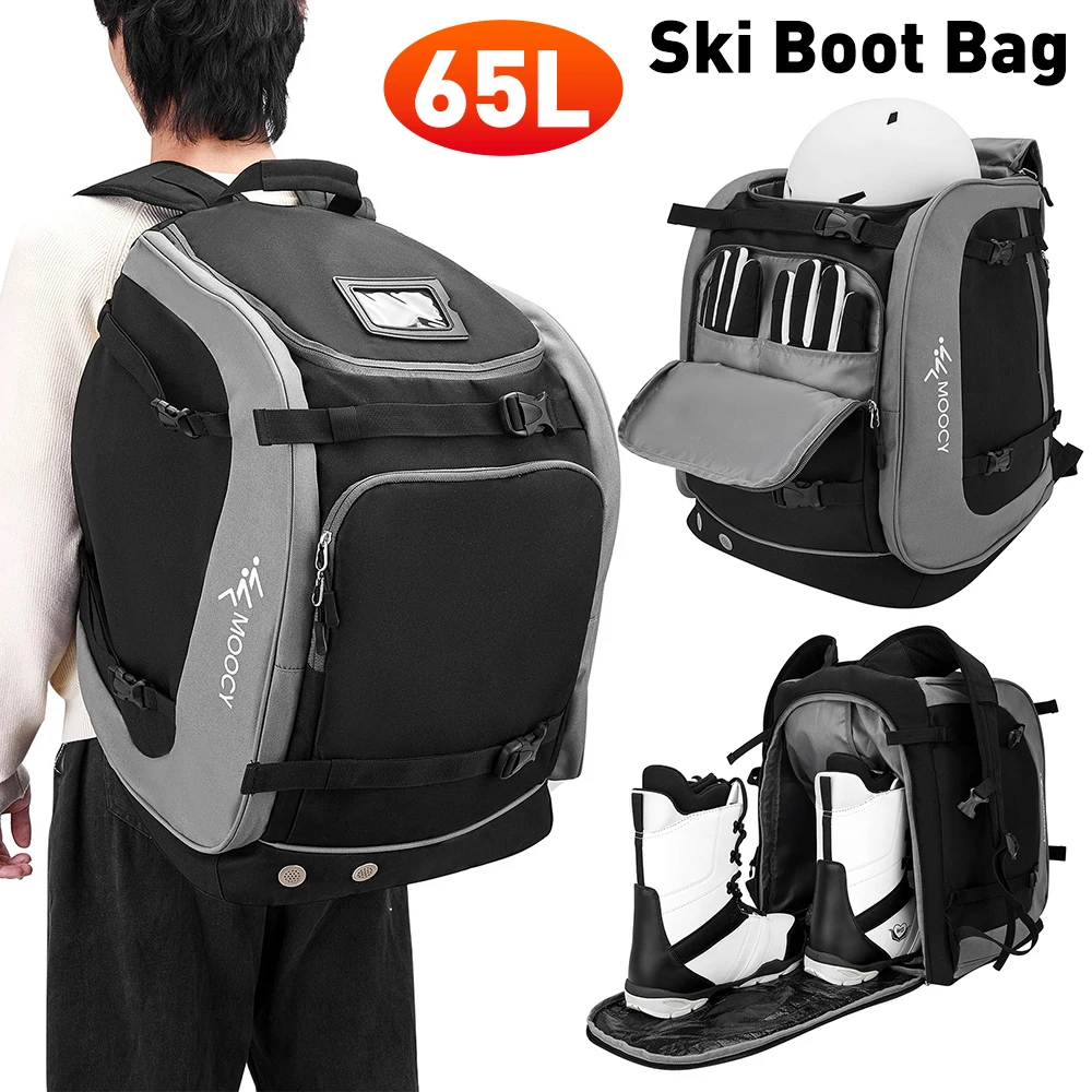 65L Ski Boot Bag Outdoor Sport Backpack Oxford Helmet Pocket Adjustable Clothing Storage for Hiking Climbing