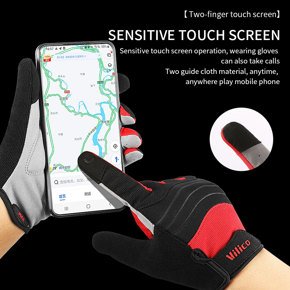 Wind Breaking Cycling Full Finger Gloves Touch Screen Anti-slip Bicycle Lycra Fabric Mittens Bicicleta Road Bike Long Glove 4