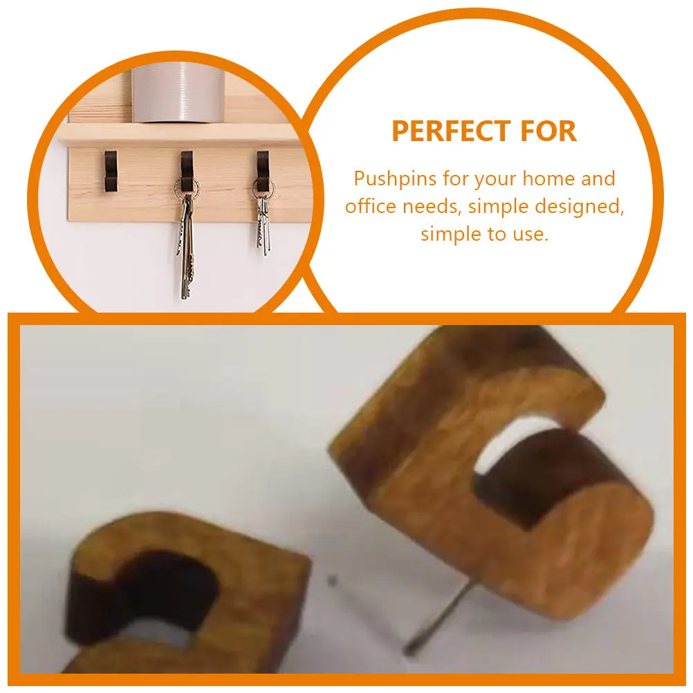 20개 나무 고리형 푸시핀, 벽 장 장식 핀, 사진 전시, 가정 사무실 정리, 공예 프로젝트용