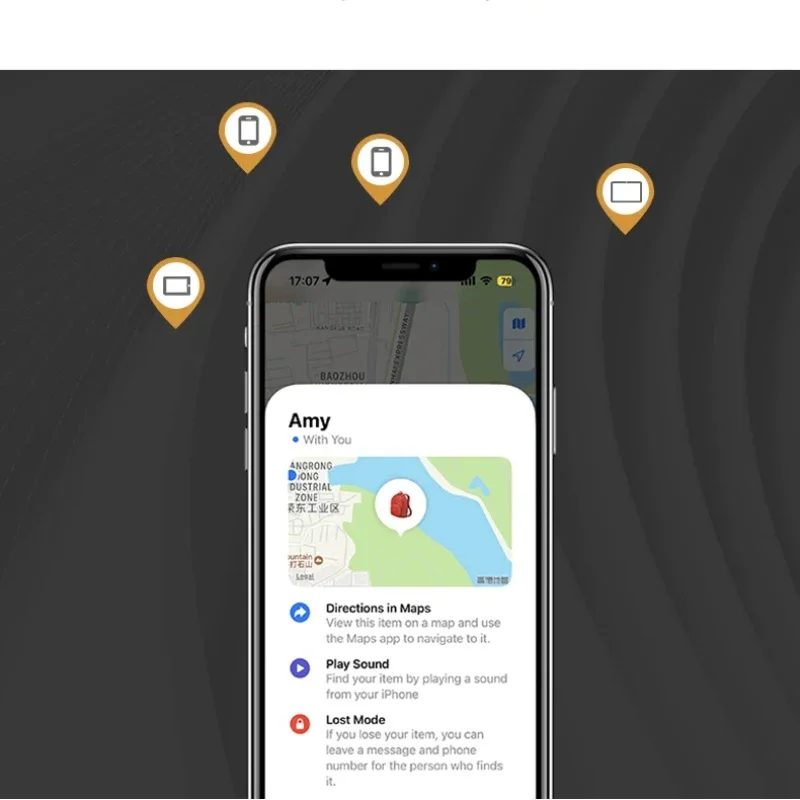 Tiny GPS Tracking Tag for iOS &ndash; Waterproof Apple Find My Device for Keys, Pets & Child Safety